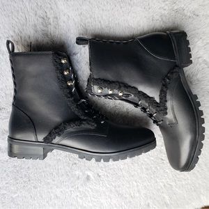 Kate Spade NWOT Black Combat Boots Raquelle Leather 8